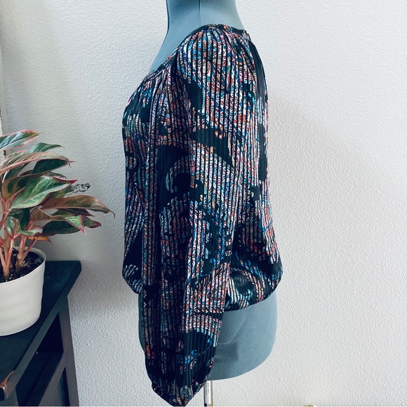 Anthropologie NWT Maeve Madeira Pattern Burnout Satin Blouse black paisley small - Picture 4 of 7